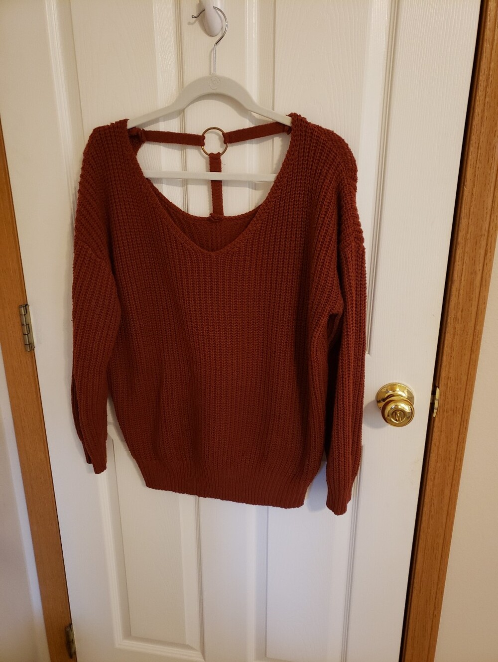 Unique Ribbed Knit Sweater With Fun Details - Cinnamon Color - Picture 3 of 7